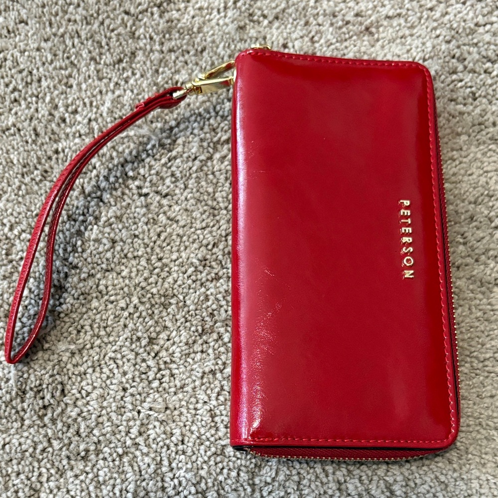 Red Leather Wristlet Wallet